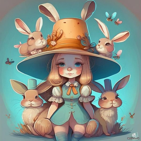 Сказка: Маленькая девочка Антинка в большой шляпке и зайчики