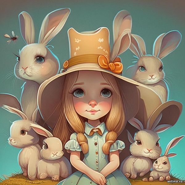 Сказка: Маленькая девочка Антинка в большой шляпке и зайчики